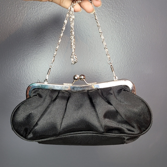 Vintage Romantic Black Satin Evening Handbag / Clutch by Bijoux Terner - Picture 5 of 5